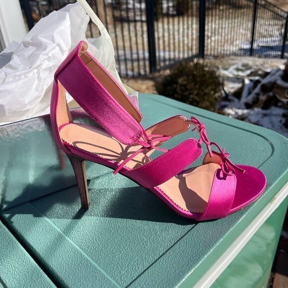 J Crew Collection Rylie Lace Up Heels in Italian Satin NIB - Picture 11 of 13